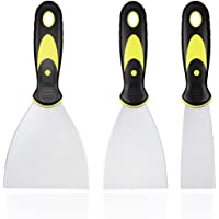 Espátulas de Acero Inoxidable- Juego de 3 Rasguños de Espátula Rascador Multiusos con Mango de Plástico- Cuchillo de…